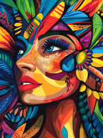 Colorful-faced Indian girl