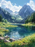 Wonderful lake between the mountains