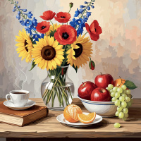 Still life with coffee (needlepoint tapestry)