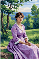 A modern woman in a colorful dress