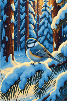 Winter bird in the snow
