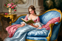 A reading woman in Rococo style