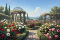 Rose garden with pavilion