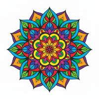 Colorful mandala circle, floral pattern