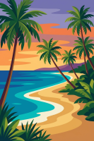Tropical beach with palm trees