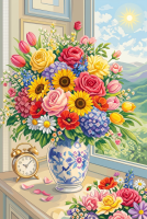 Colorful bouquet still life