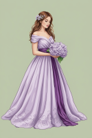 Girl in a purple dress with hydrangea