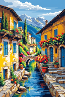 Small Mediterranean town with a canal