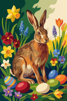 Rabbit with Easter eggs